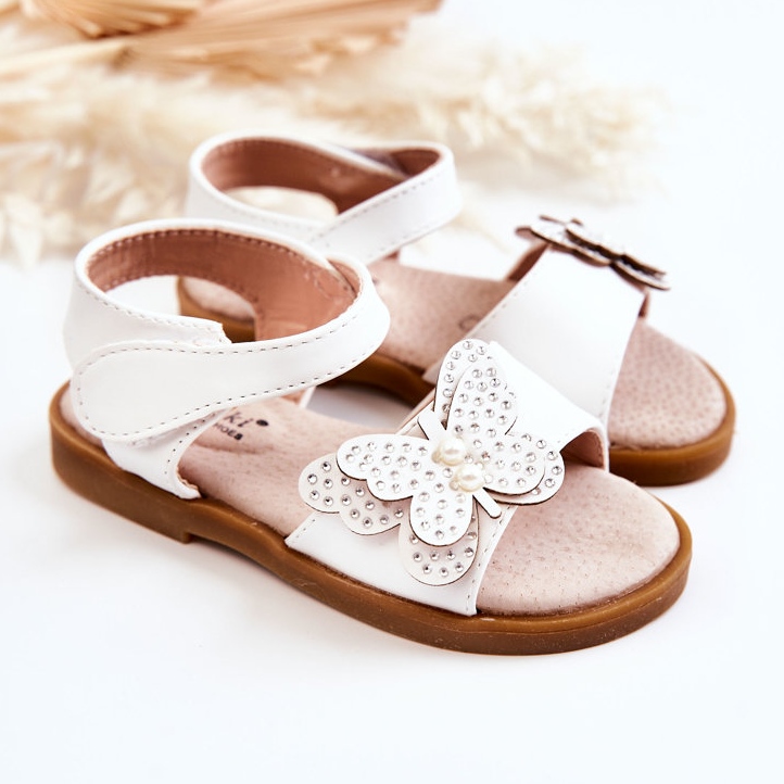 S.Barski Dječje kožne sandale Butterfly White Rolly bijela 1