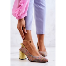 Suede pumpe on A Post Maciejka 05427-39 Multicolor višebojan žuta boja 1