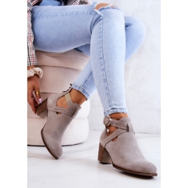 PL5 Kožne čizme s izrezom na kočiću Siva Axelle 1