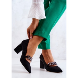 S.Barski Suede pumpe s lančićem crne Alamoss crna 2
