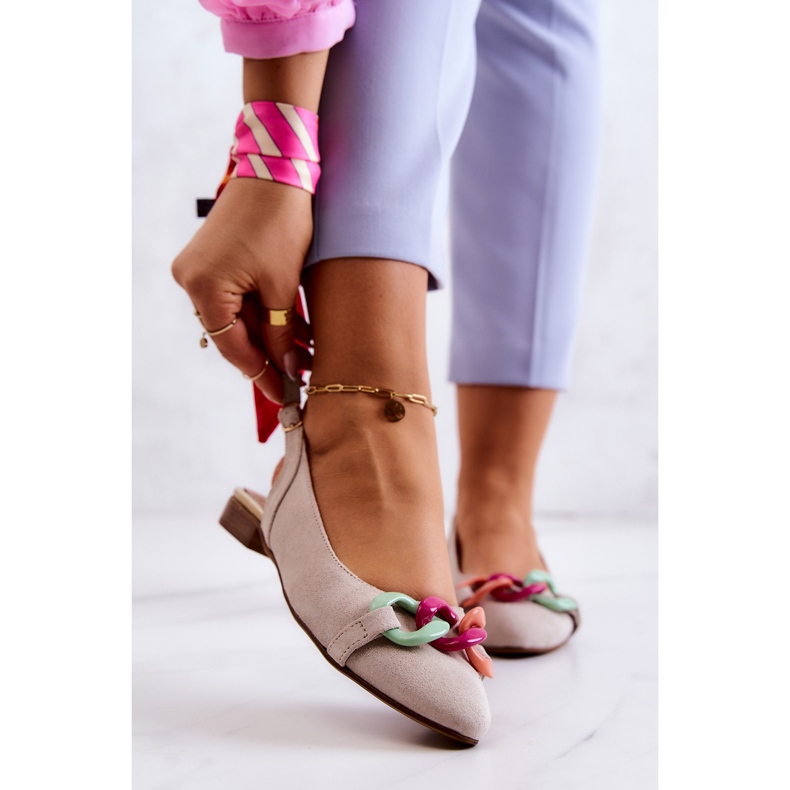 Lewski Shoes Suede balerinke s lančićem Lewski cipele 3125 svijetlo bež 1