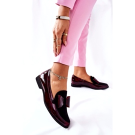Ženske hlače Maciejka Lakirane mokasine Mramorno burgundska 04099-33 / 00-1 crno crvena 3