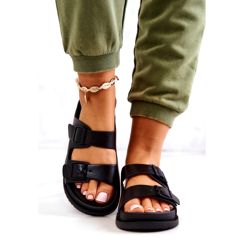 S.Barski Crne Corina papuče s kopčom crno 2