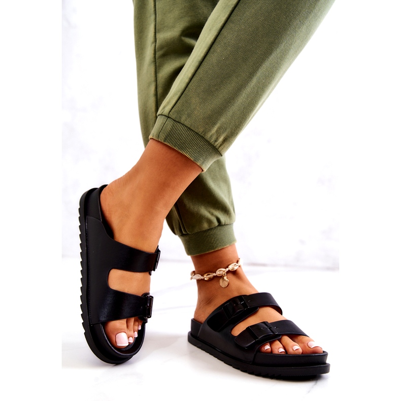 S.Barski Crne Corina papuče s kopčom crna 1