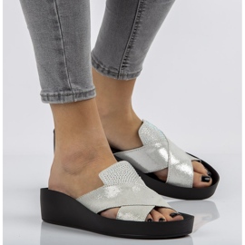 Kožne papuče Filippo DK1222 / 20 Si srebrne srebro 1