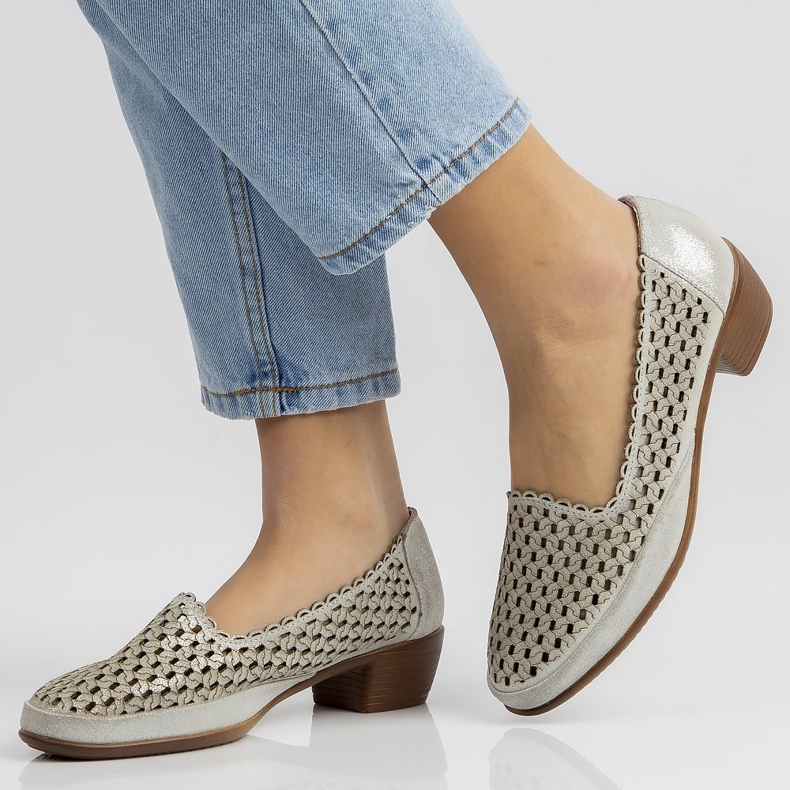 Kožne cipele Filippo DP748 / 20 Si srebrne srebro 2