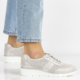 Kožne cipele Filippo DP028 / 20 Si srebrne srebro siva 2