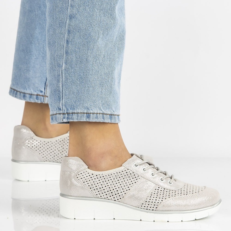 Kožne cipele Filippo DP028 / 20 Si srebrne srebro siva 2