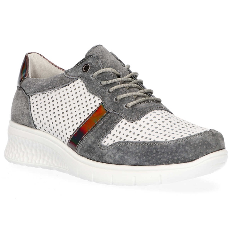 Kožne cipele Filippo DP1389 / 20 Wh Gr Siva bijela žuta boja 2