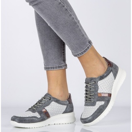 Kožne cipele Filippo DP1389 / 20 Wh Gr Siva bijela žuta boja 1