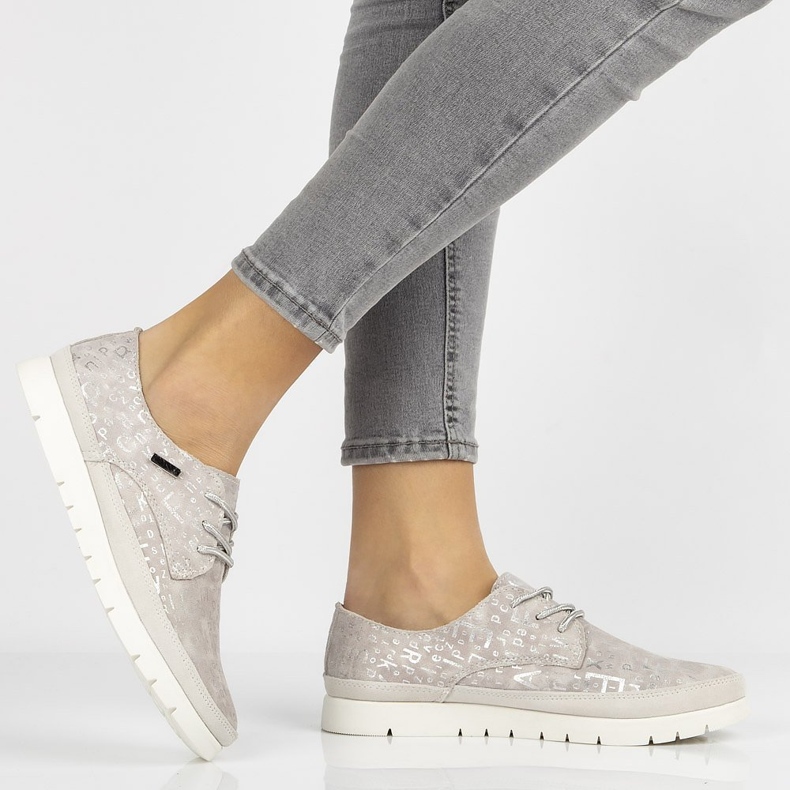 Kožne cipele Filippo DP1383 / 20 Gr sive bež ružičasta siva 1