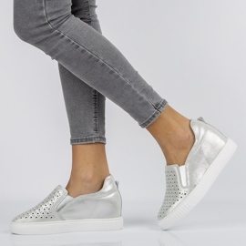 Kožne cipele Filippo DP1398 / 20 Si srebrne srebro 1