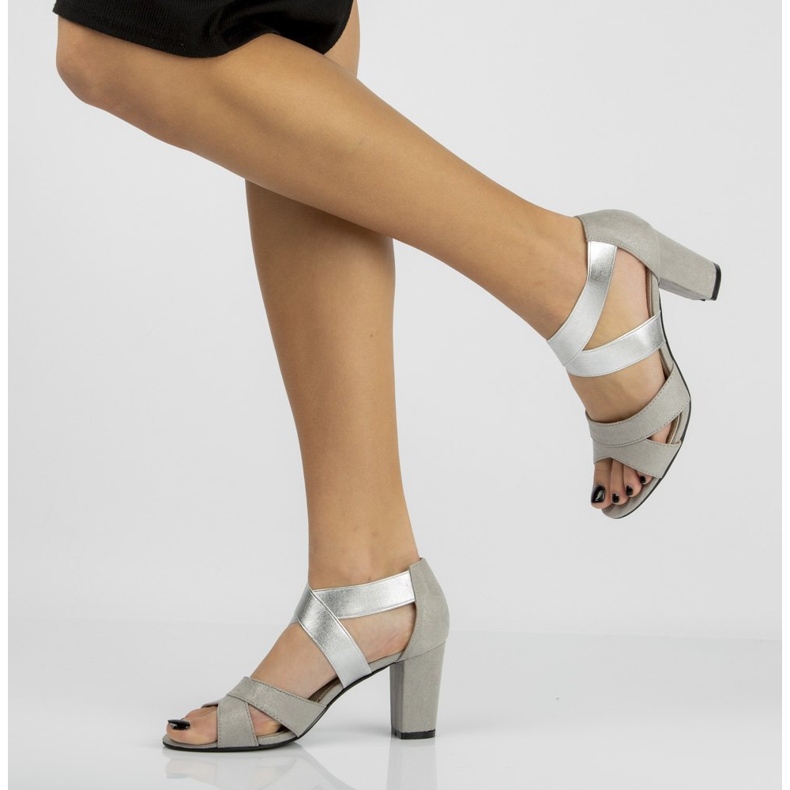Filippo DS776 / 20 Si Srebrne sandale srebro siva 1