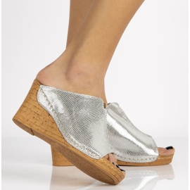 Kožne papuče Filippo DK786 / 20 Si srebrne srebro 1