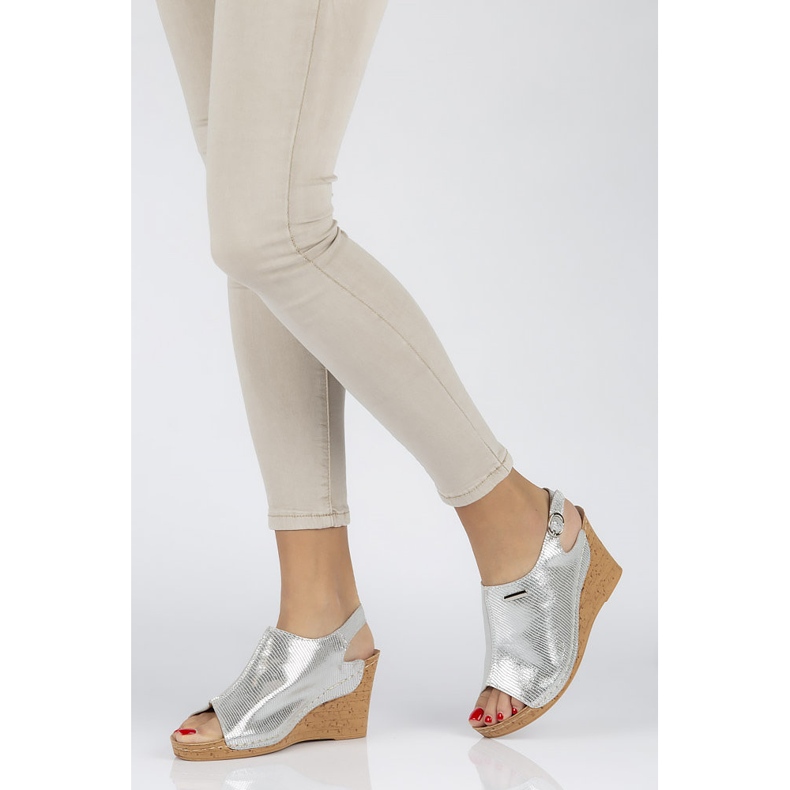 Filippo DS784 / 20 Si Srebrne sandale srebro siva 1
