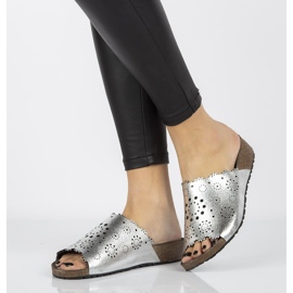 Kožne papuče Filippo DK1270 / 20 Si srebrne srebro 1