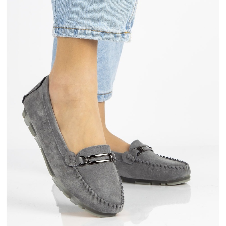 Kožne mokasinke Filippo DP1202 / 21 Gr sive siva 2