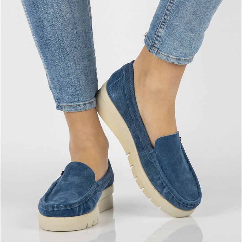 Kožne mokasinke Filippo DP2031 / 21 Bl plave plava 1