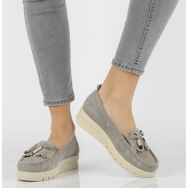 Kožne mokasinke Filippo DP2030 / 21 Gr sive siva 2