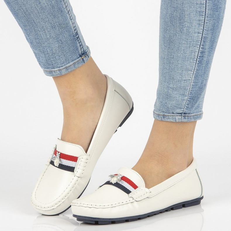 Kožne mokasinke Filippo DP1406 / 21 Wh bijele bijela 1