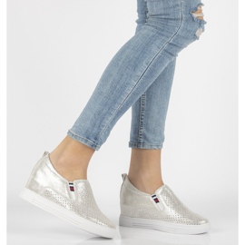 Kožne cipele Filippo DP1356 / 21 Si srebrne srebro 1