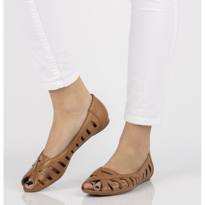 Kožne balerinke Filippo 04506 smeđe smeđa 1