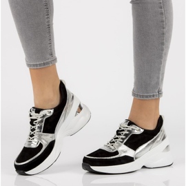 Kožne tenisice Filippo DP2056 / 21 Bk Si crne crno srebro 1