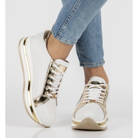 Kožne tenisice Filippo 096 bijela i zlatna 1