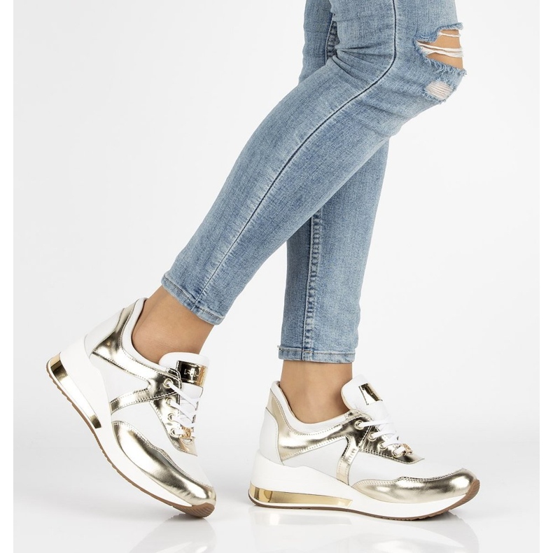 Kožne tenisice Filippo 086 bijele bijela zlatni 1