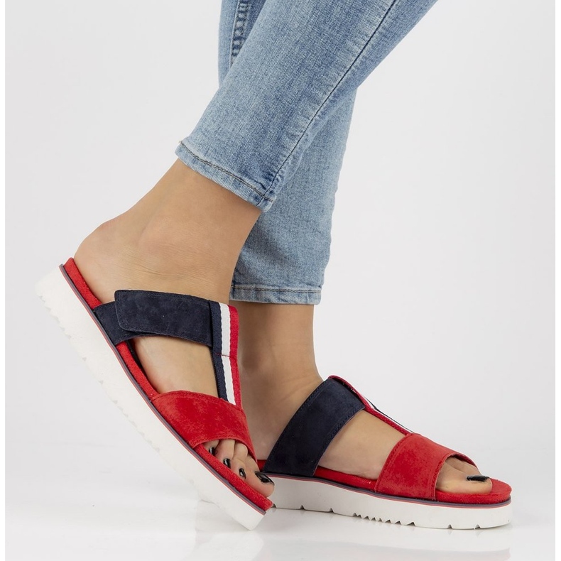 Kožne papuče Filippo DK2170 / 21 Rd Nv crvena tamnoplava 1