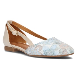 Kožne cipele Filippo 4972A bež i tirkiz 1