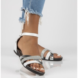 Kožne sandale Filippo 40225 bijela i srebrna srebro 1