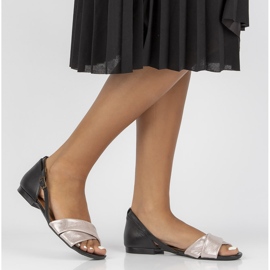 Kožne sandale Filippo 04614-15 / 00-5 ružičasto-crne crna 1