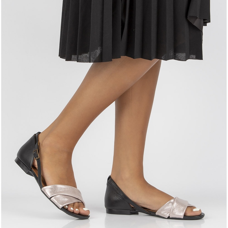 Kožne sandale Filippo 04614-15 / 00-5 ružičasto-crne crno 1