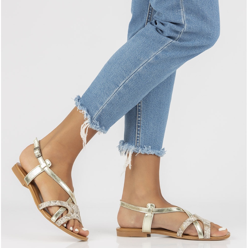 Kožne sandale Filippo 05186-25 / 00-5 zlatne zlatni 1