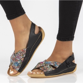 Kožne sandale Filippo 00994-57 / 00-5 crne višebojne crna 1