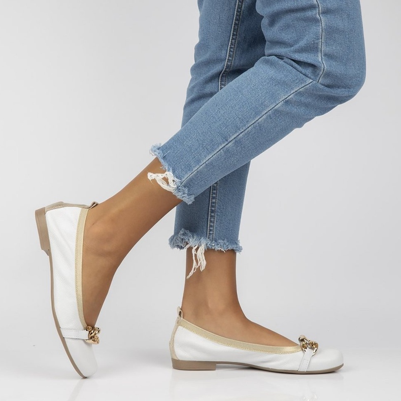 Koža Filippo 100 balerina bijela 1