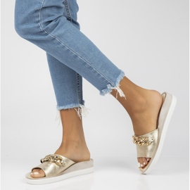 Kožne papuče Filippo 105 zlata zlatna 2