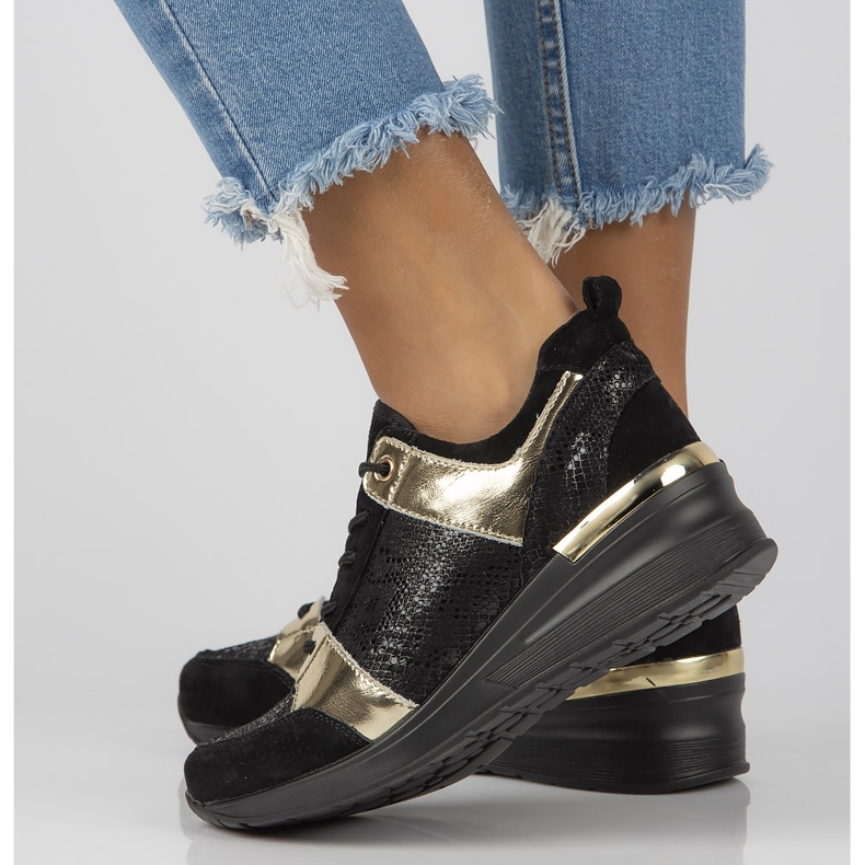 Kožne tenisice Filippo DP3170 / 21 Bk crno zlato zlatna 1