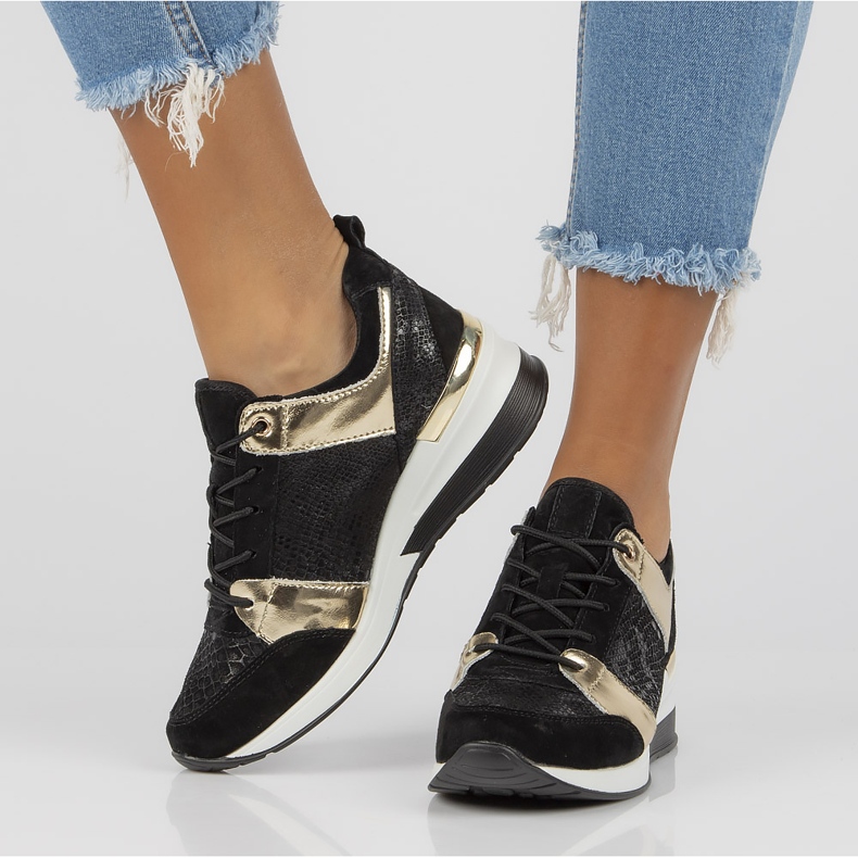 Kožne tenisice Filippo DP3170 / 21 Go crno zlato crna 2