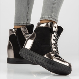 Kožne čizme Filippo DBT3148 / 21 Bk Gn tamni nikal crno srebro 1