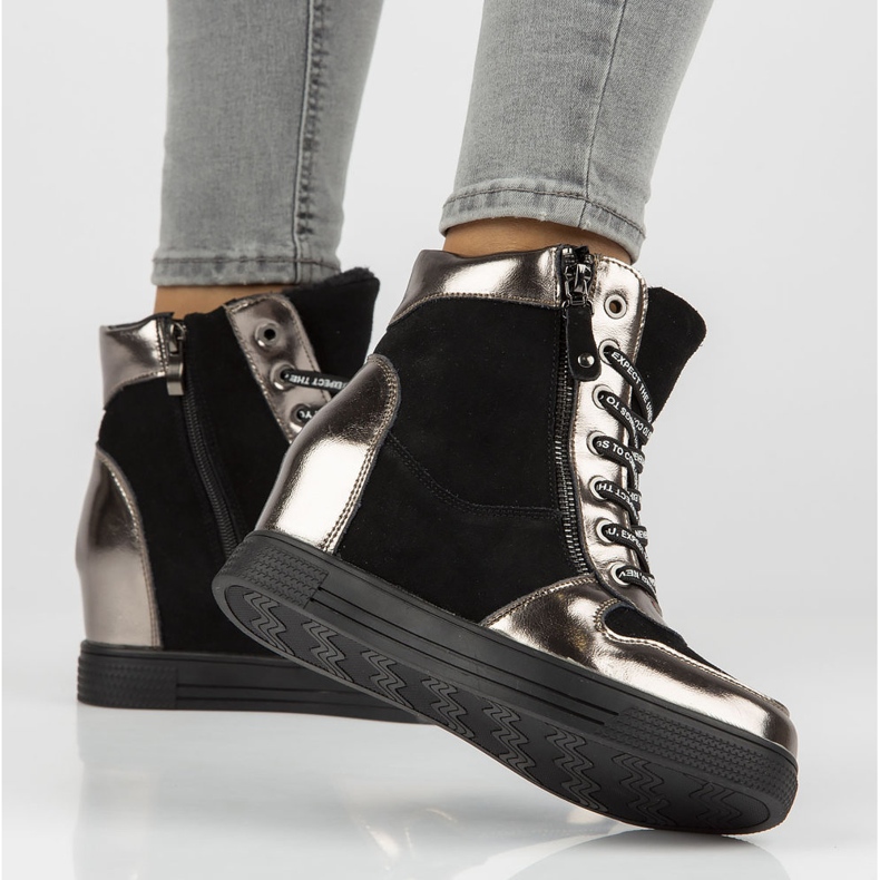 Kožne čizme Filippo DBT3148 / 21 Bk Gn tamni nikal crna srebro 1