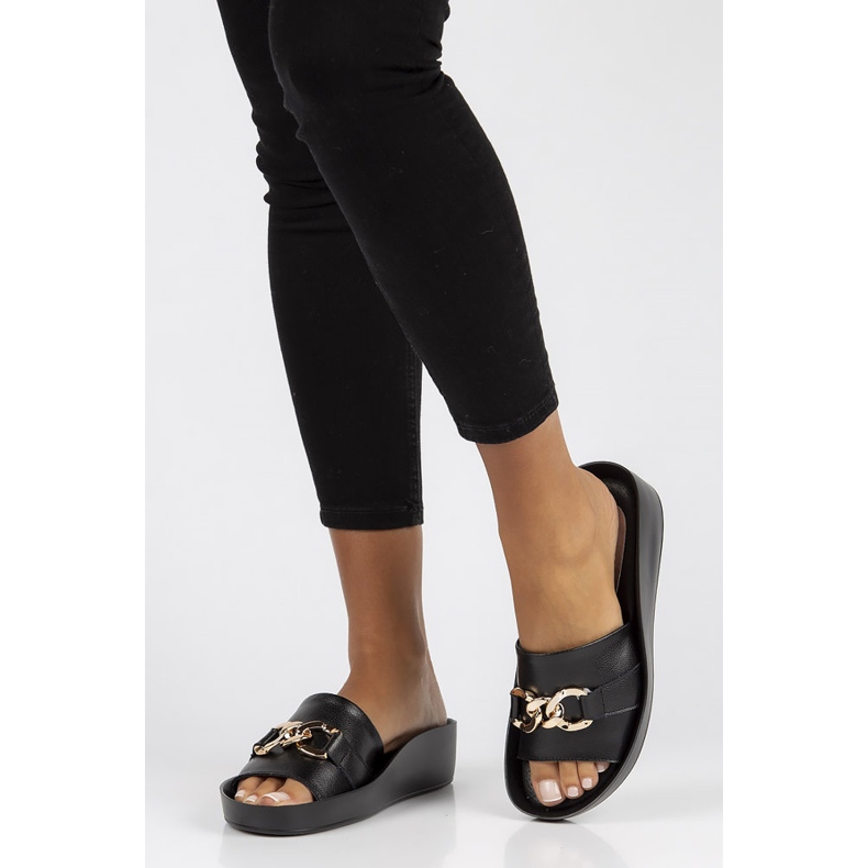 Kožne papuče Filippo DK3590 / 22 Bk crne crna 1