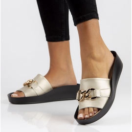 Kožne papuče Filippo DK3590 / 22 Go zlatne zlatna 1