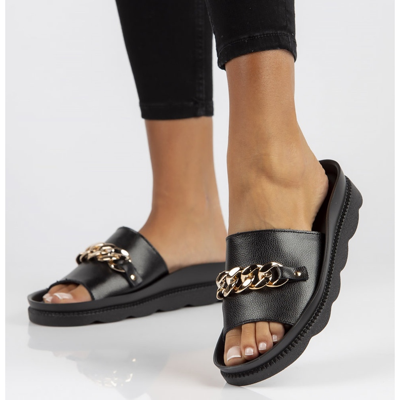 Kožne papuče Filippo DK3597 / 22 Bk crne crna 1