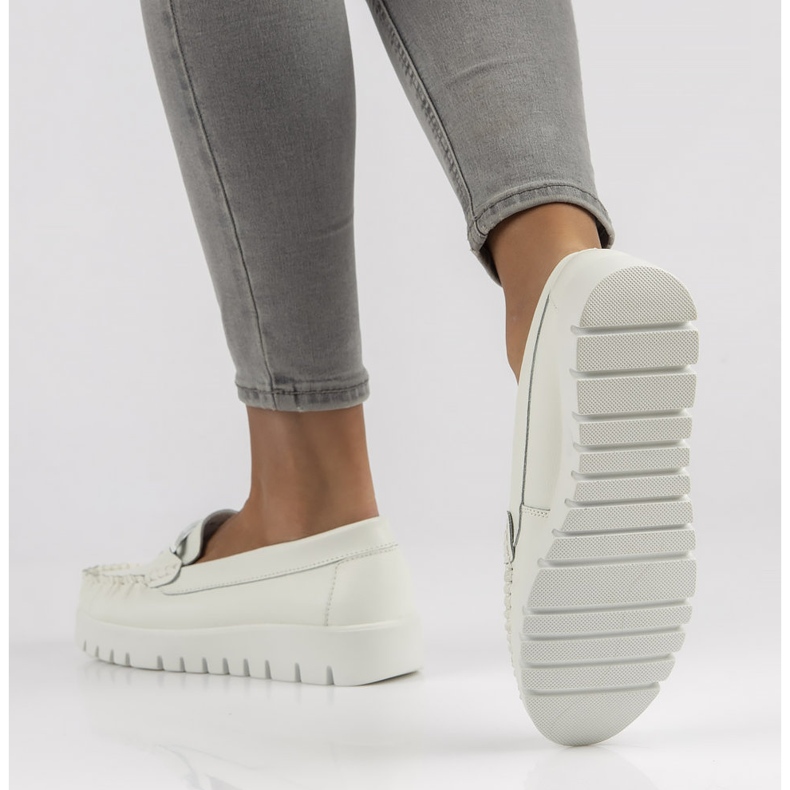 Kožne mokasinke Filippo DP3334 / 22 Wh bijele bijela 1