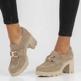 Kožne cipele Filippo 20097 Taupe siva 1