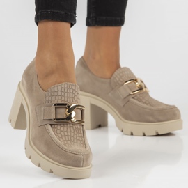 Kožne cipele Filippo 20097 Taupe siva 2