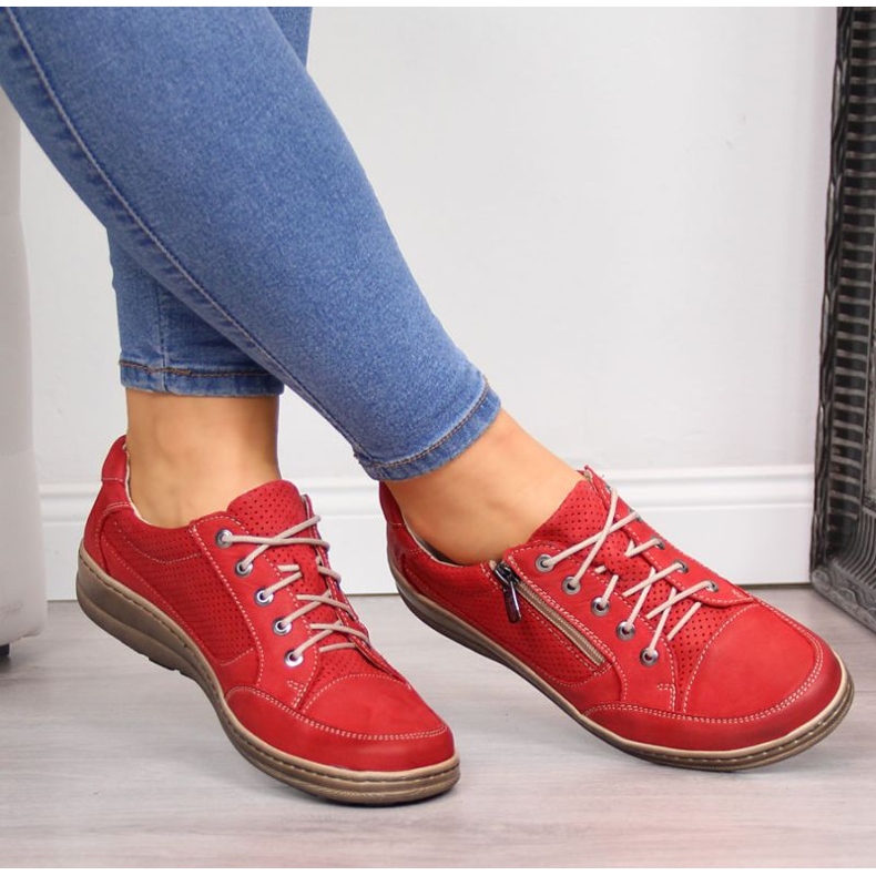 Kožne cipele s patentnim zatvaračem Helios W H357A crvene crvena 2