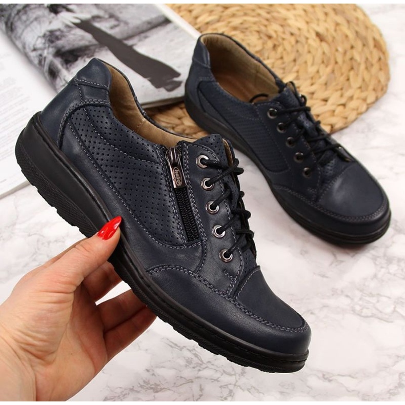 Kožne cipele s patentnim zatvaračem Helios W H357D tamnoplave tamnoplava 1